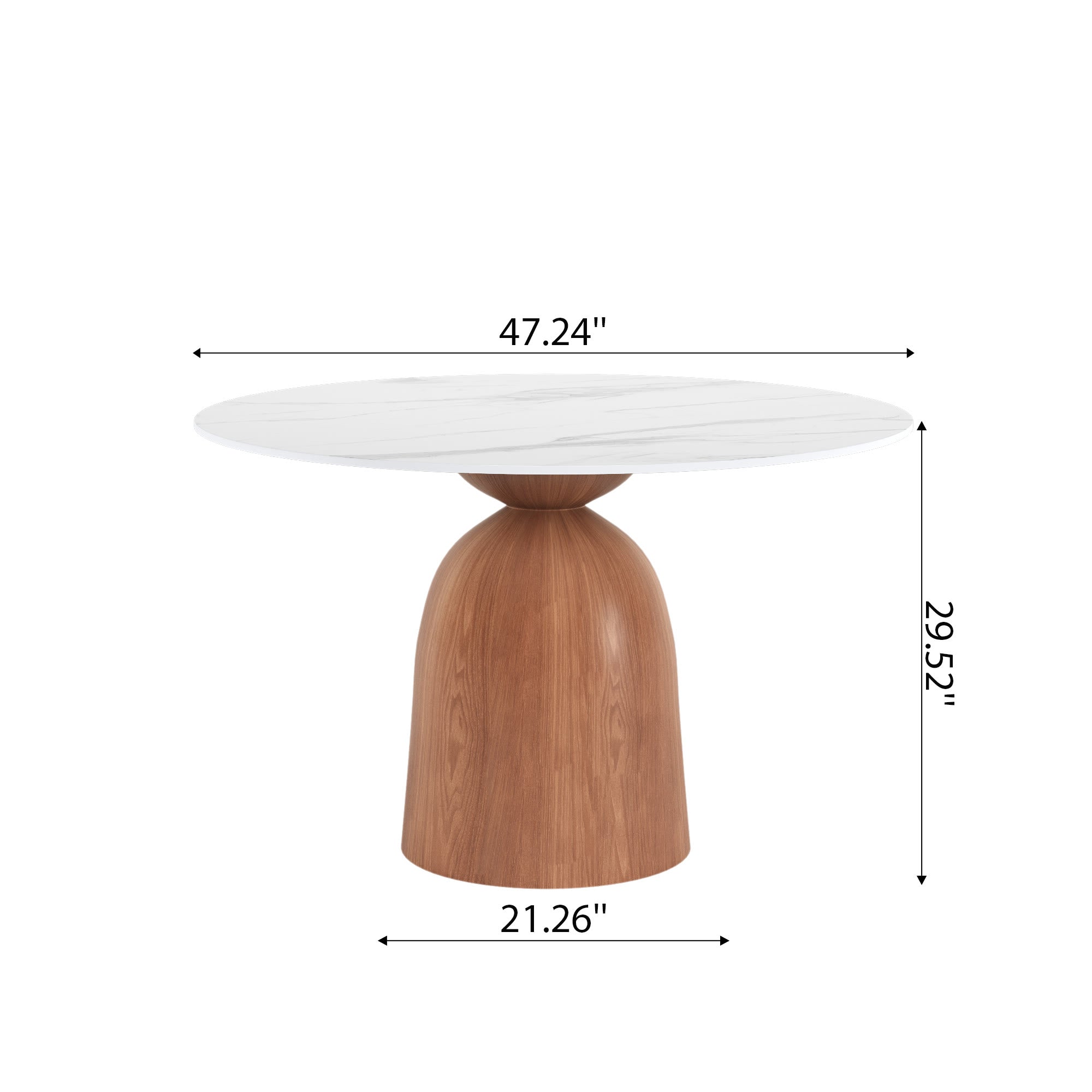 5-piece Mid-century Round Dining Table With Bucket Base With Beige Leather Dining Chairs - image 15
