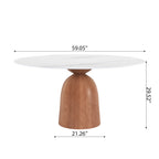 5-piece Mid-century Round Dining Table With Bucket Base With Beige Leather Dining Chairs - image 17