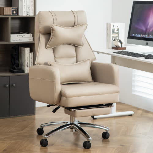 Swivel Ergonomic Office Chair - Beige - 29.92"W x 25.19"L x 42.52"H - image 0