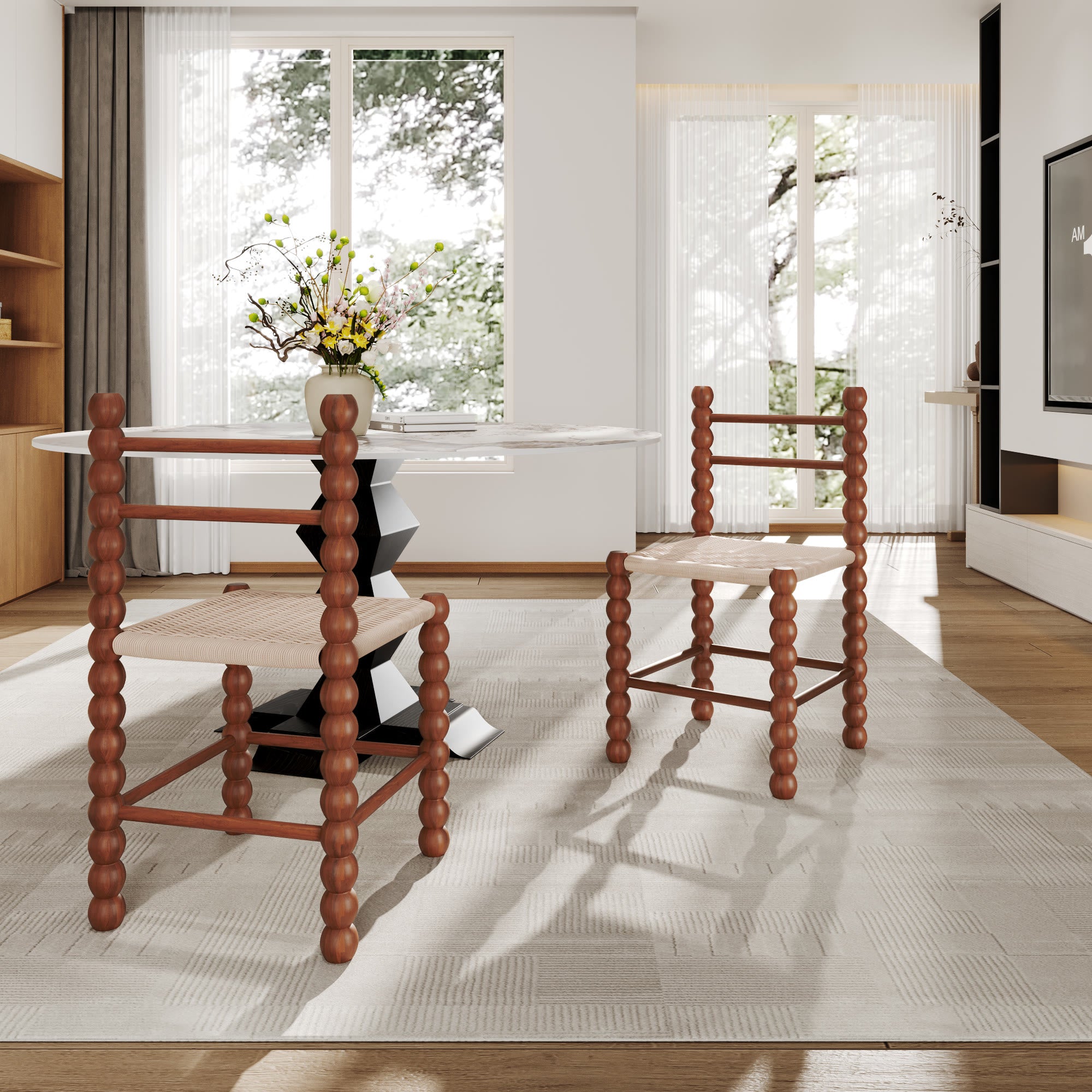 Dining Room Rattan Gourd Legs Chairs - image 2