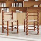 Dining Room Rattan Gourd Legs Chairs - Walnut - 6x Chairs - image 0