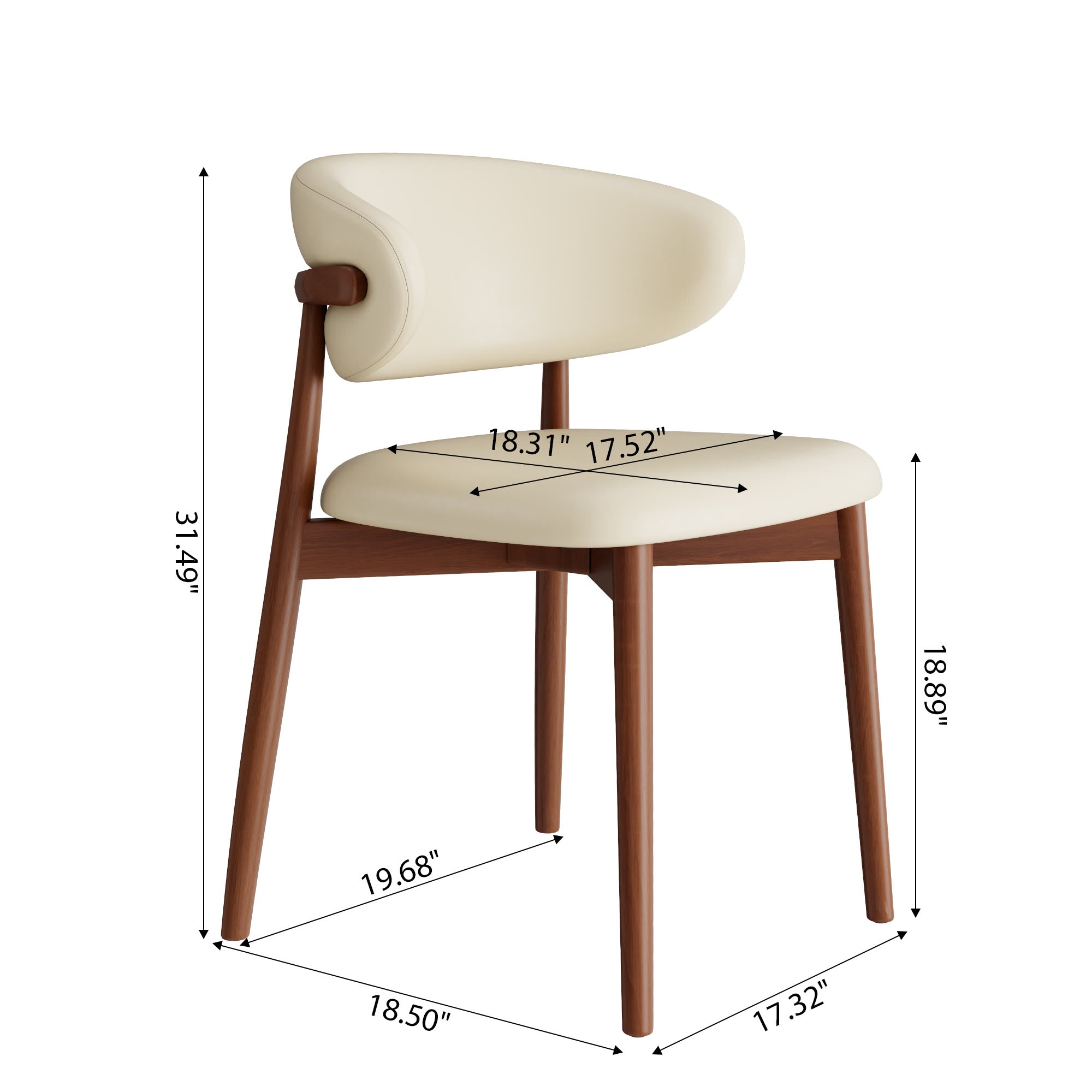 5-piece Mid-century Modern Round Dining Table With Beige Leather Dining Chairs - image 12