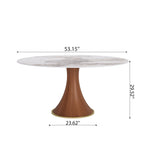 5-piece Mid-century Modern Round Dining Table With Beige Leather Dining Chairs - image 14