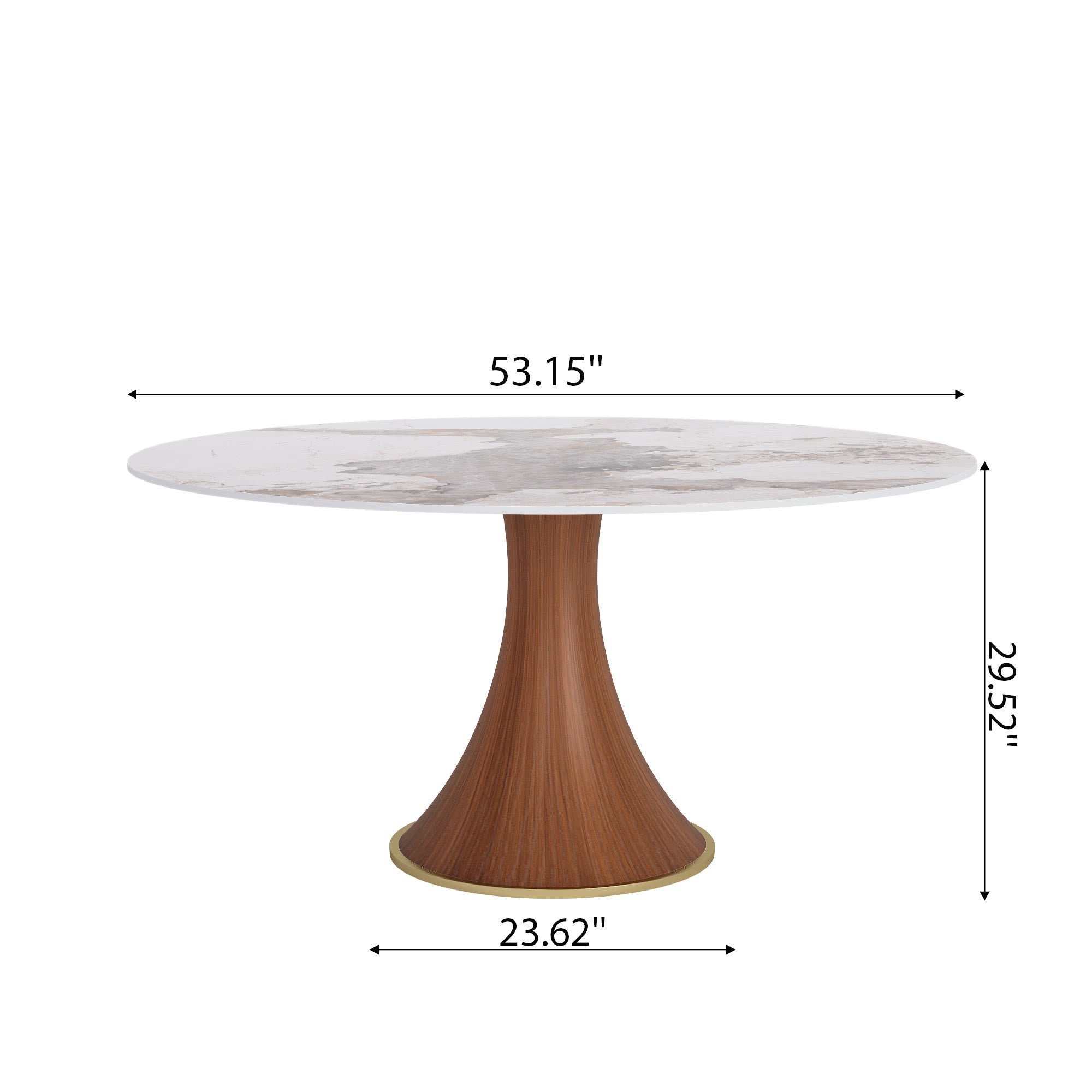 5-piece Mid-century Modern Round Dining Table With Beige Leather Dining Chairs - image 14