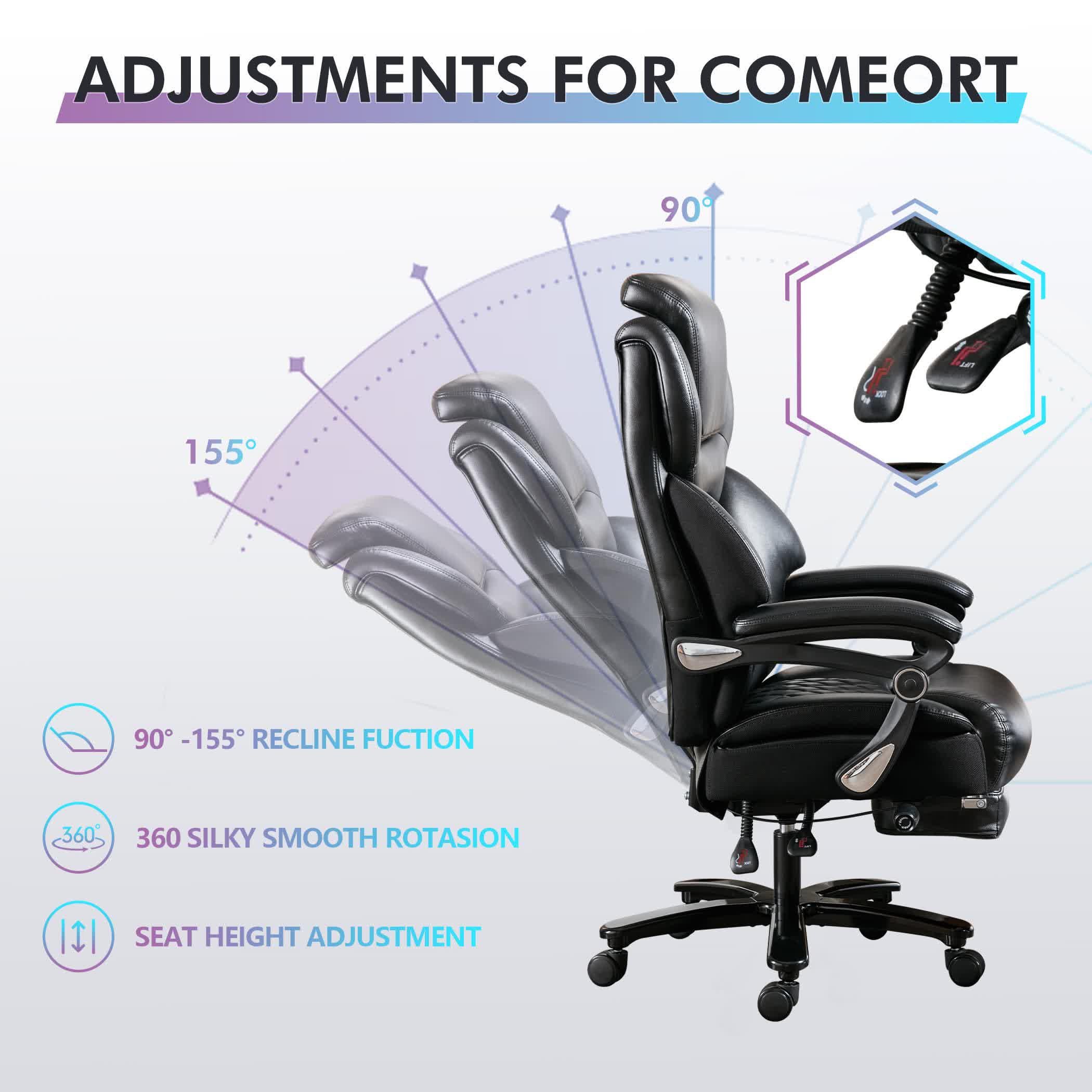 Leather Reclining Comfortable Office Chair