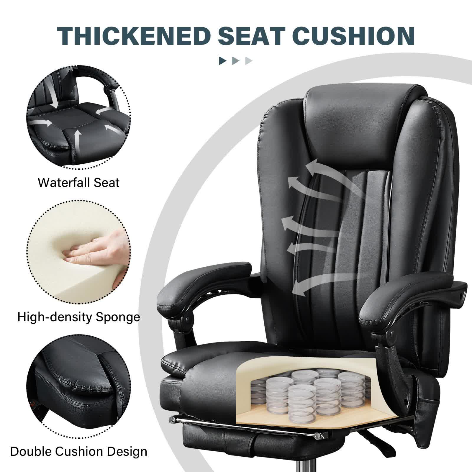 Leather Reclining Massage Office Chair  - image 3