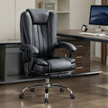 Leather Reclining Massage Office Chair  - Black+Leather - 25.80"W x 26.20"L x 47.20"H - image 0