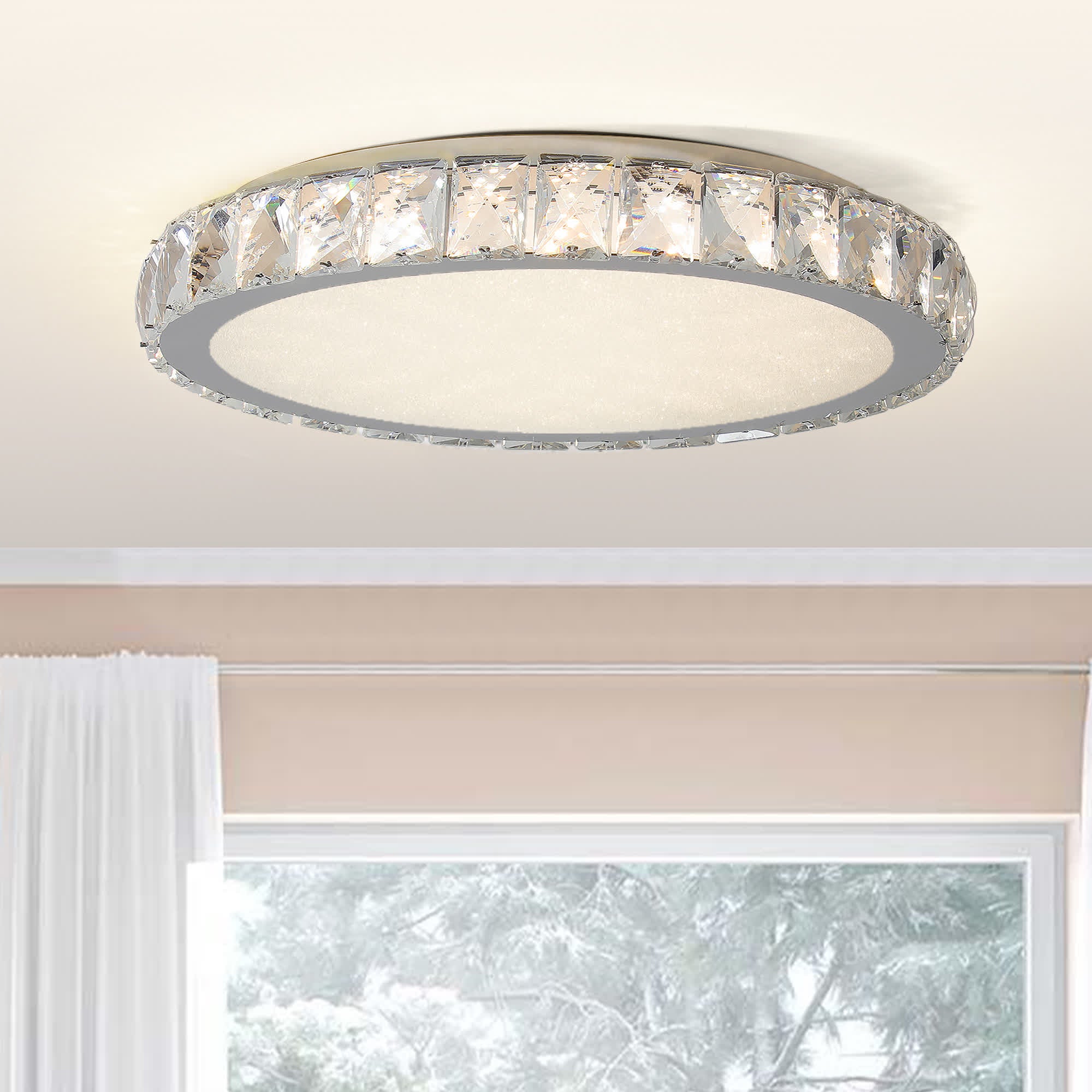 Modern Dimmable Crystal LED - Chrome - 19.7 Inch - image 0