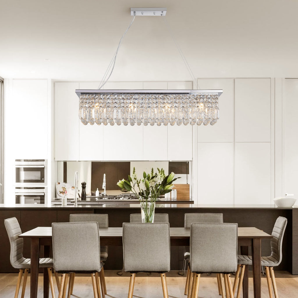 Modern Rectangle Raindrop Crystal Chandelier(No Bulb)