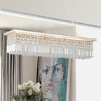 Modern Rectangle Raindrop Crystal Chandelier(No Bulb) - Gold - 39.4''L x 9.8'' W x 8.7''H - image 9