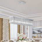 Modern Rectangle Raindrop Crystal Chandelier(No Bulb) - Chrome - 39.4''L x 9.8'' W x 8.7''H - image 0