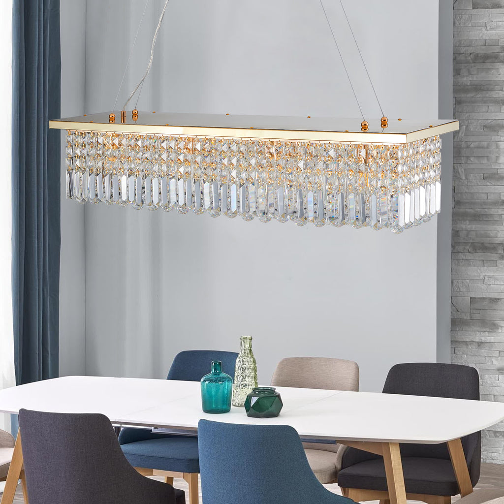 Modern Rectangle Raindrop Crystal Chandelier(No Bulb)