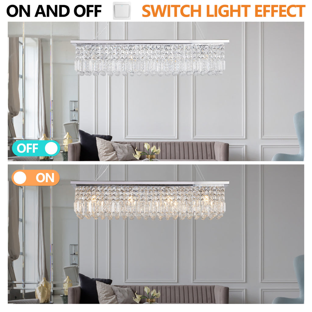 Modern Rectangle Raindrop Crystal Chandelier(No Bulb) - image 7