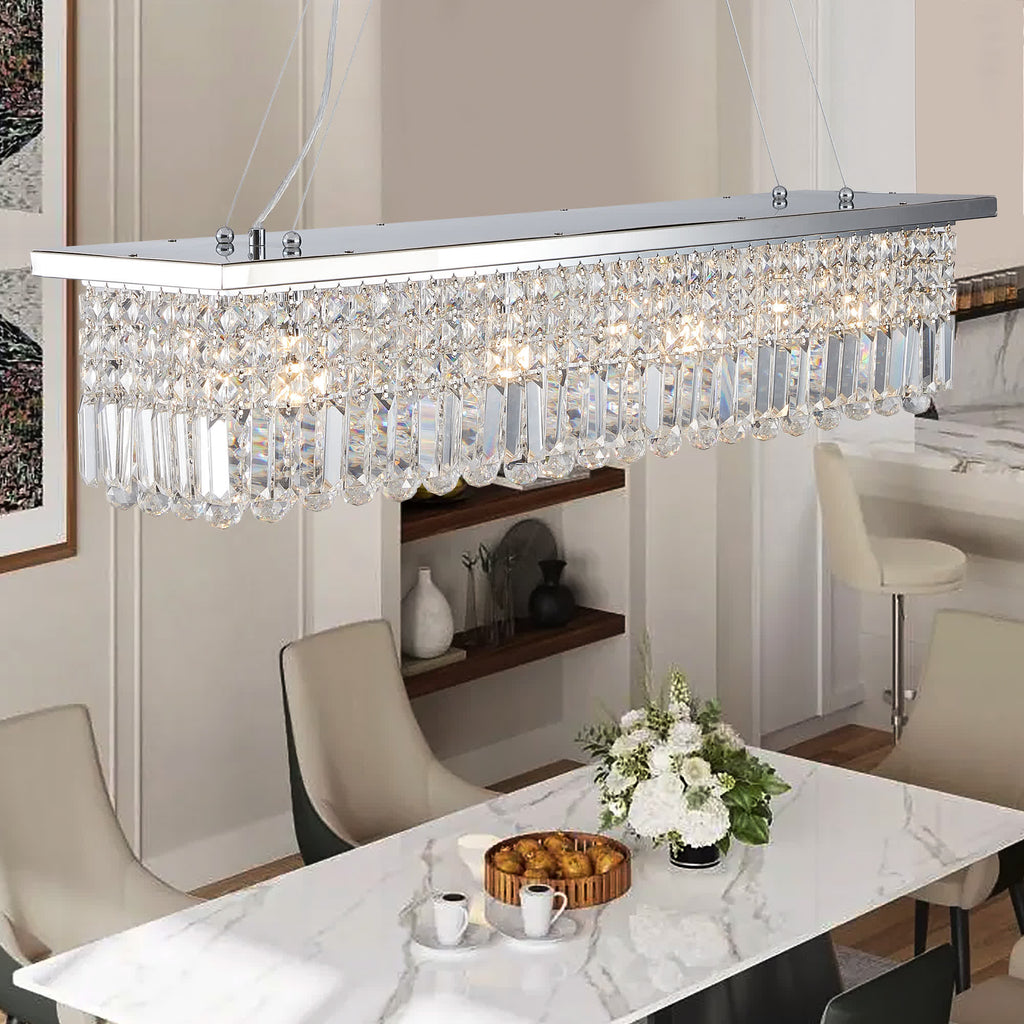 Modern Rectangle Raindrop Crystal Chandelier(No Bulb)