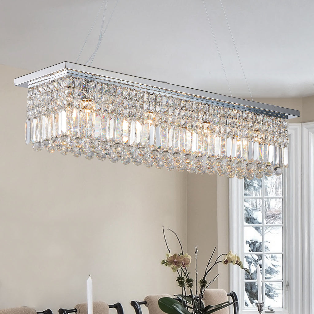 Modern Rectangle Raindrop Crystal Chandelier(No Bulb)