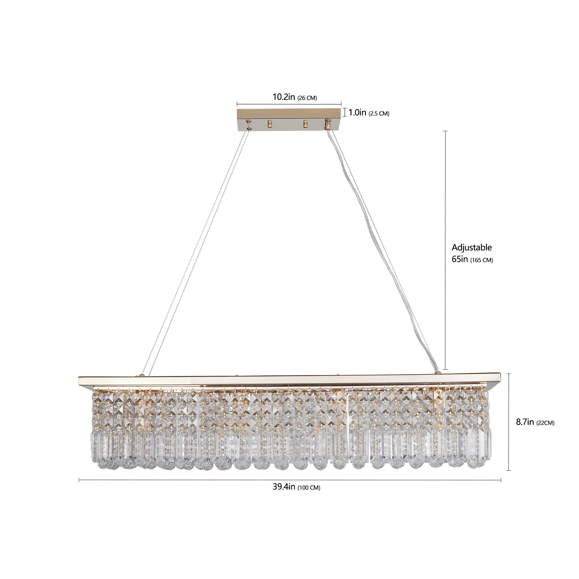 Modern Rectangle Raindrop Crystal Chandelier(No Bulb)