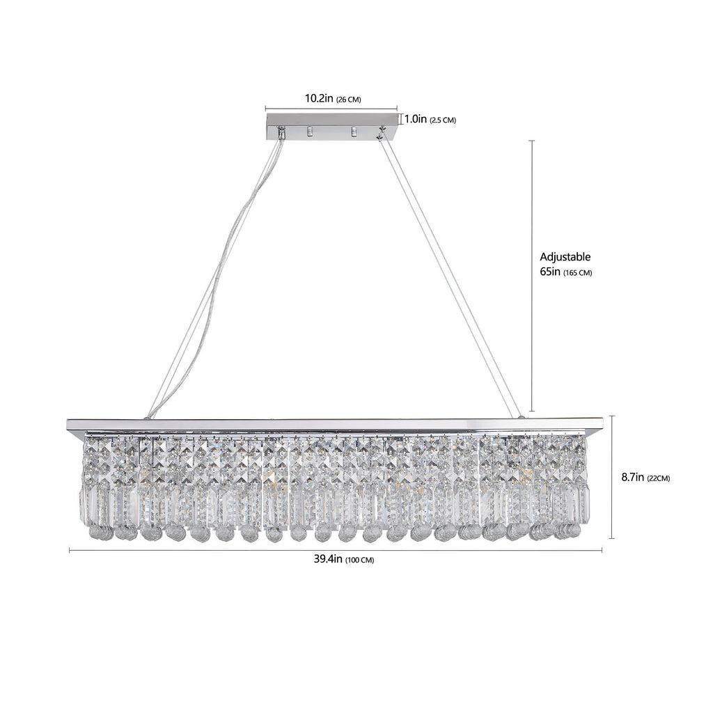 Modern Rectangle Raindrop Crystal Chandelier(No Bulb)