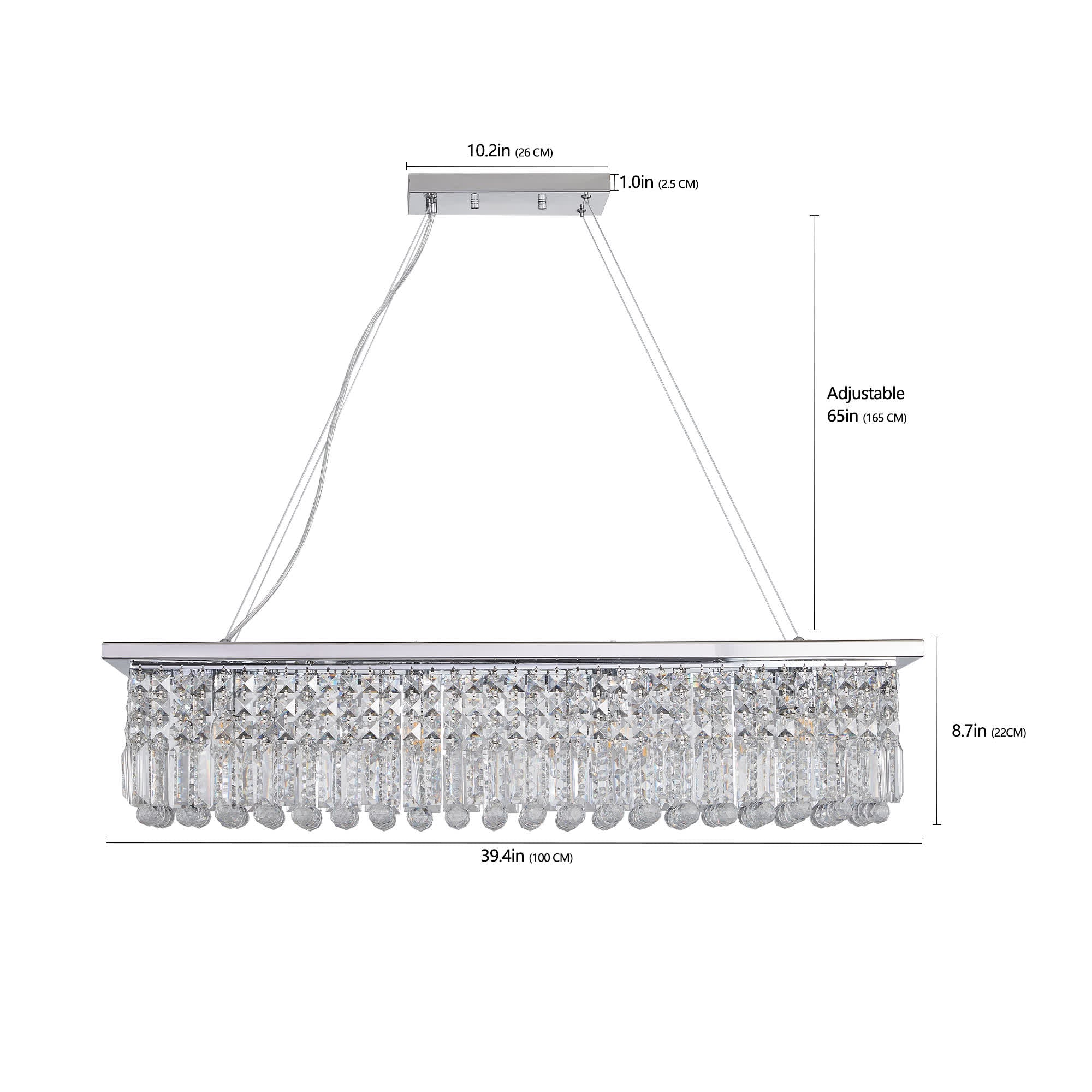 Modern Rectangle Raindrop Crystal Chandelier(No Bulb)