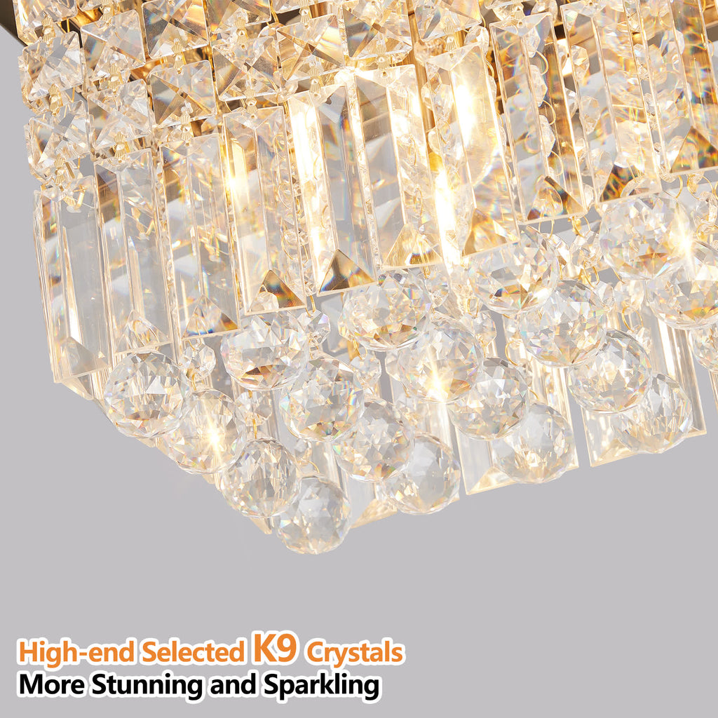 Modern Rectangle Raindrop Crystal Chandelier(No Bulb)