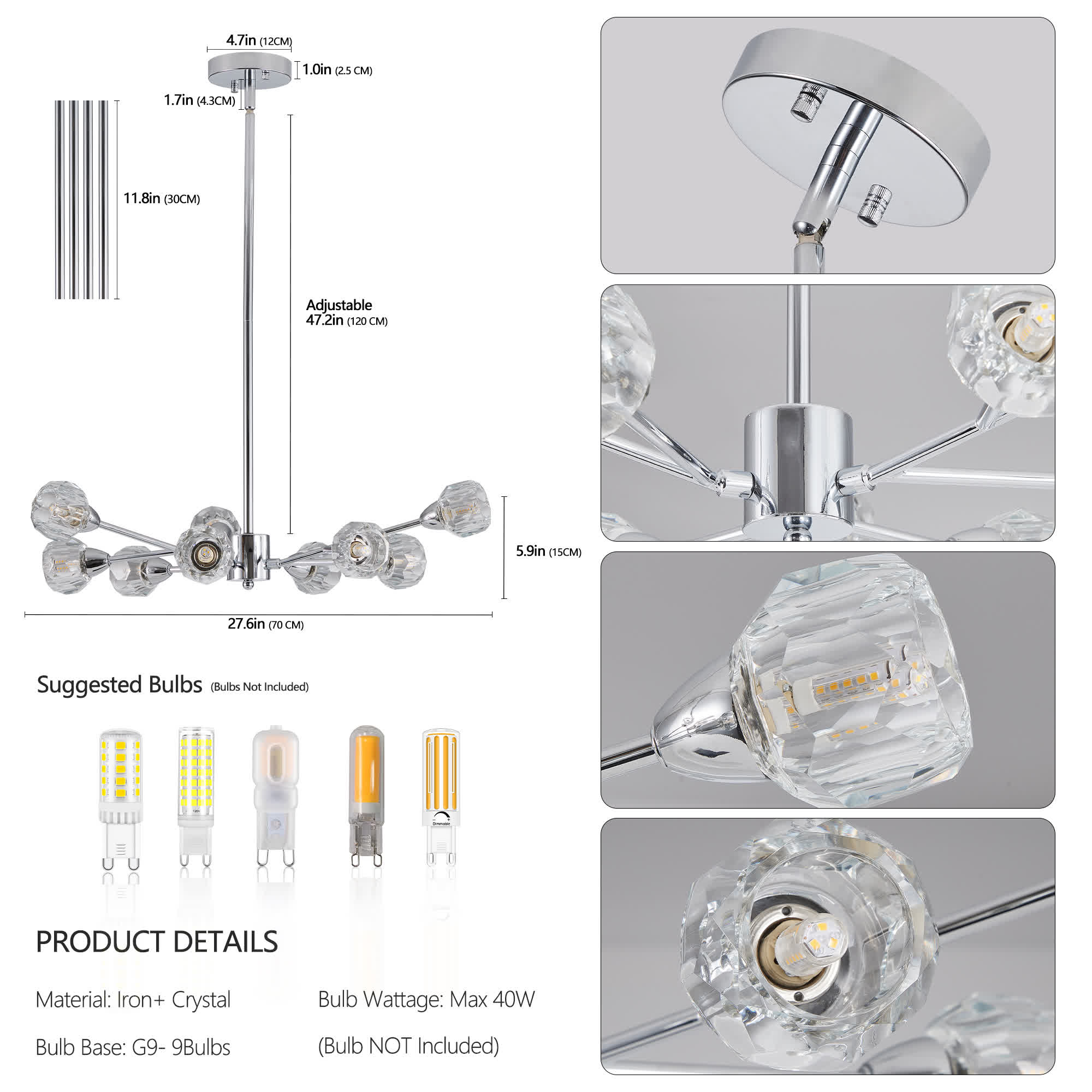 Modern Luxury Crystal Chandelier(No Bulb) - image 7