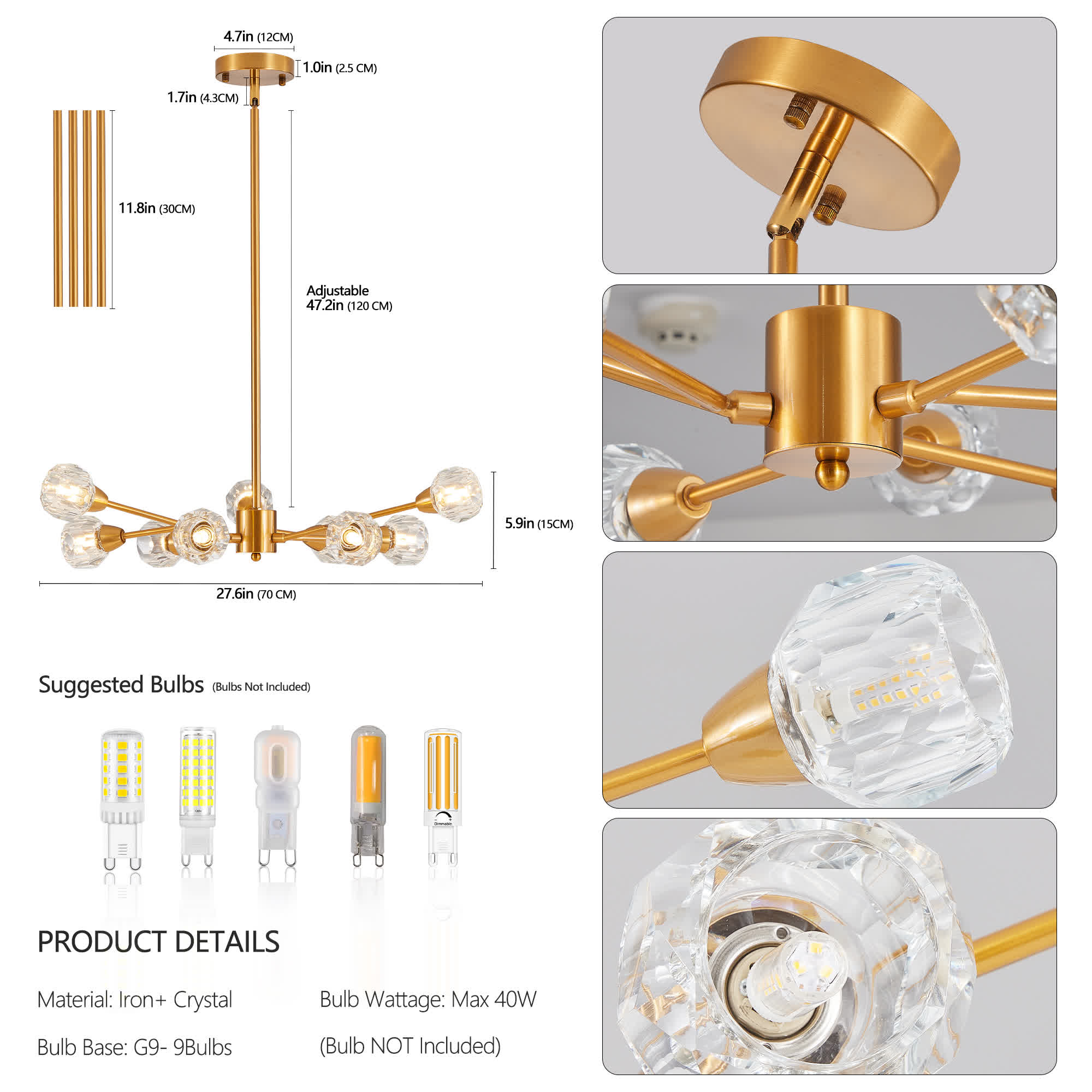 Modern Luxury Crystal Chandelier(No Bulb)