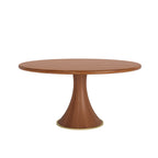 7-piece Mid-century Rubber Wood Round Dining Table With Rattan Gourd Legs Dining Chairs - image 1
