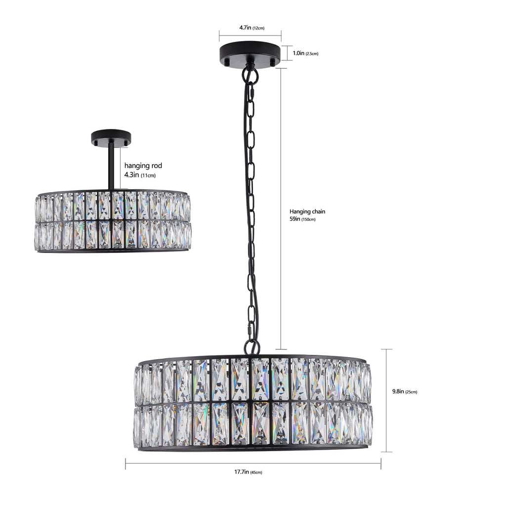 Modern Crystal Drum Chandelier(No Bulb)