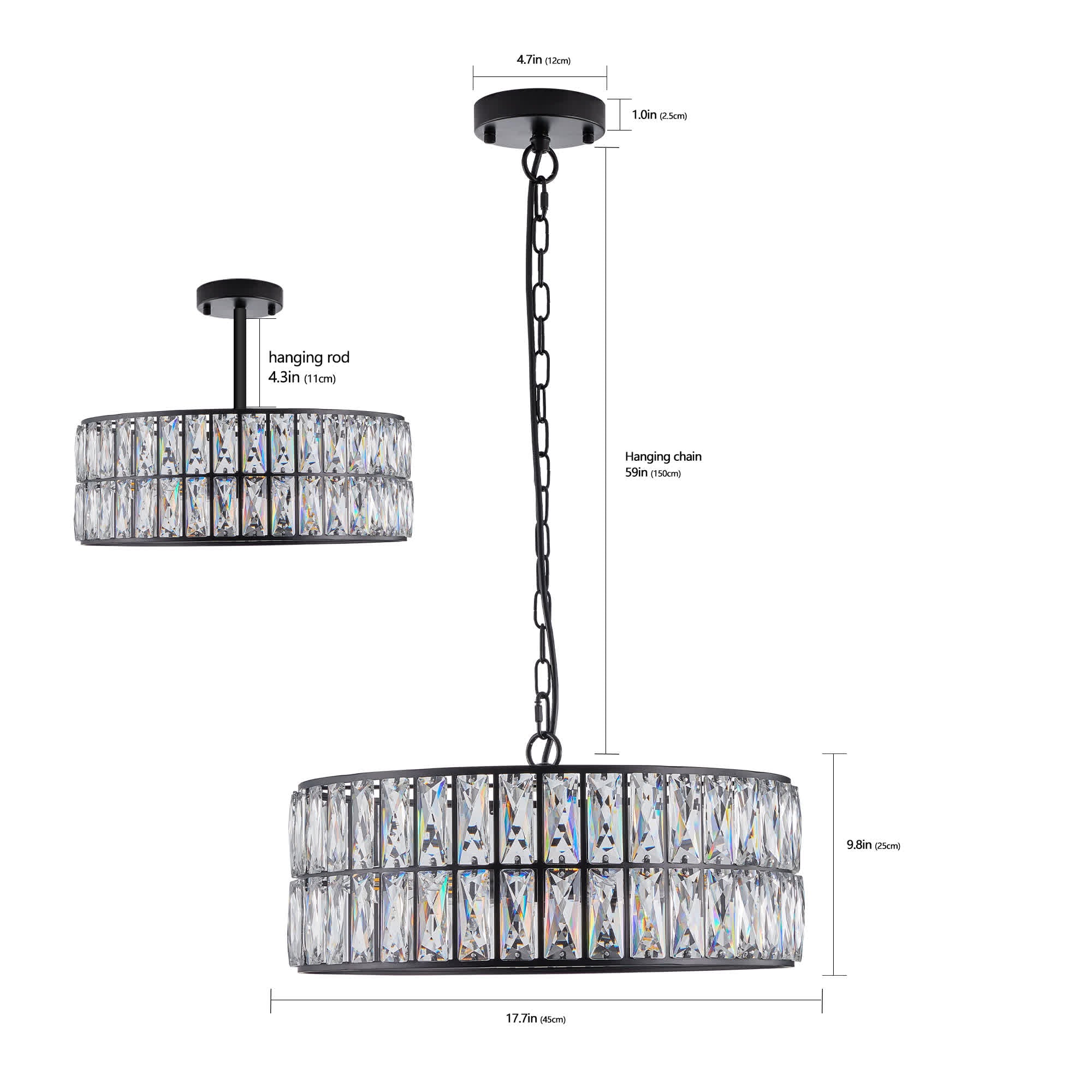 Modern Crystal Drum Chandelier(No Bulb)
