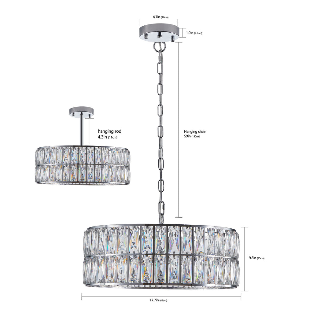 Modern Crystal Drum Chandelier(No Bulb)
