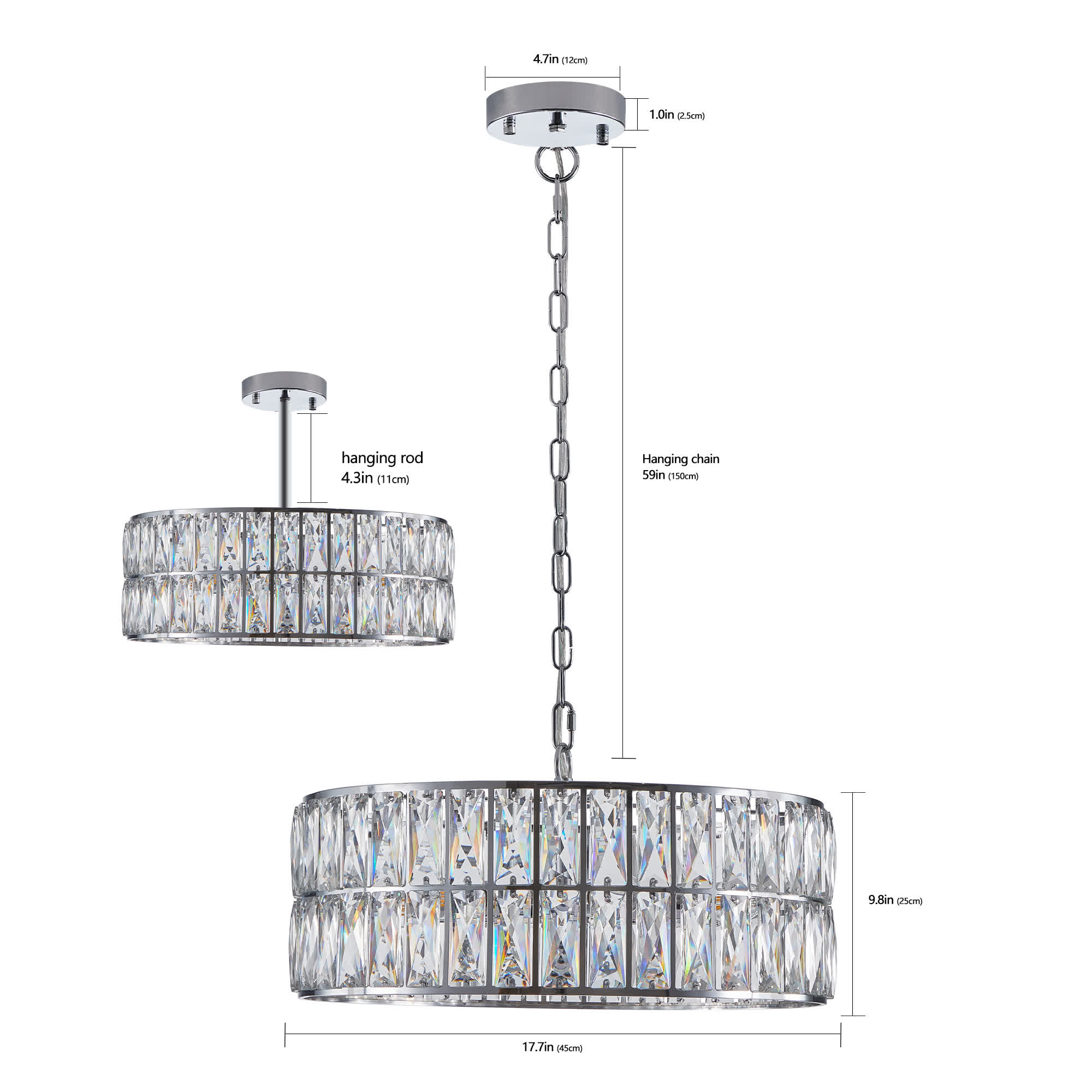 Modern Crystal Drum Chandelier(No Bulb)