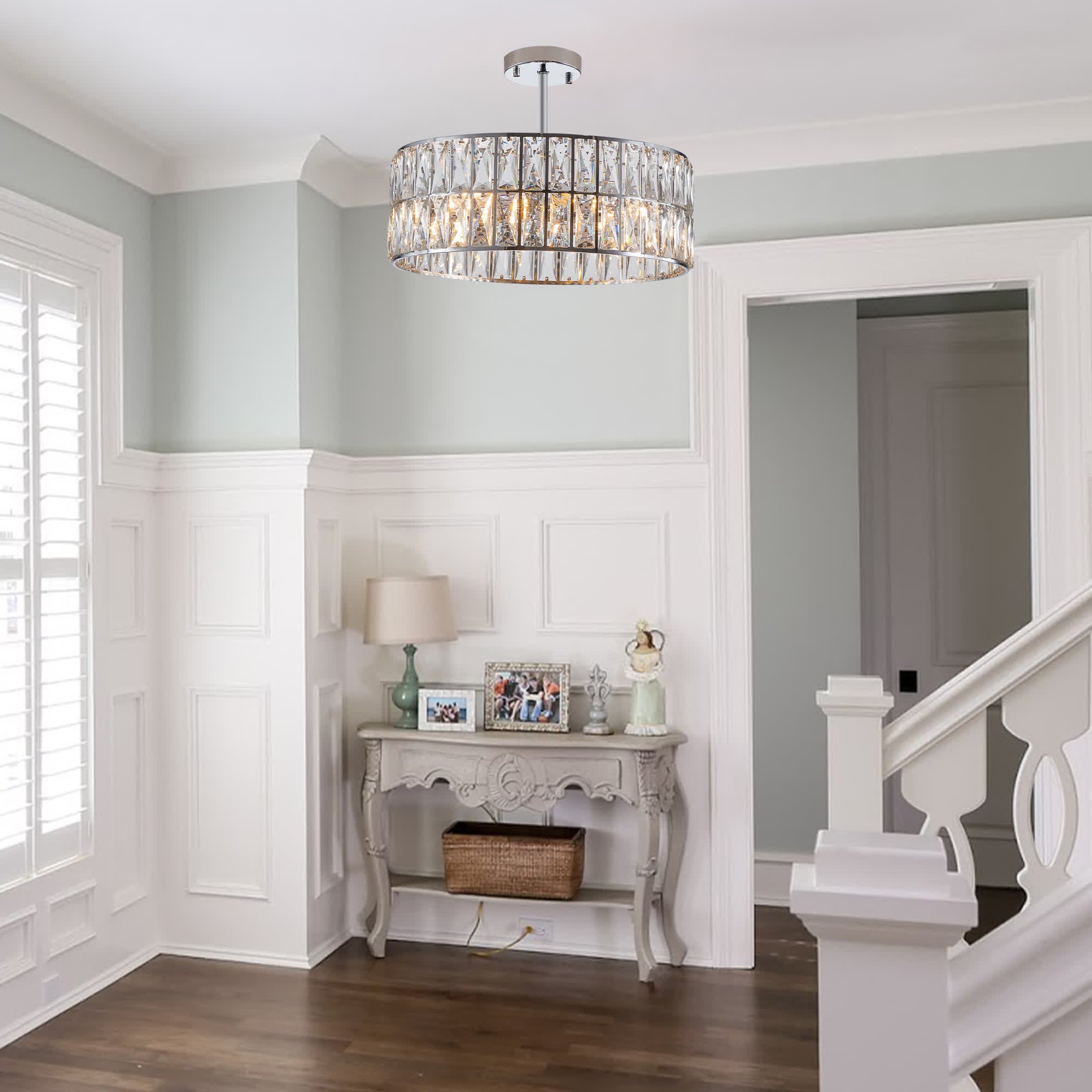Modern Crystal Drum Chandelier(No Bulb)