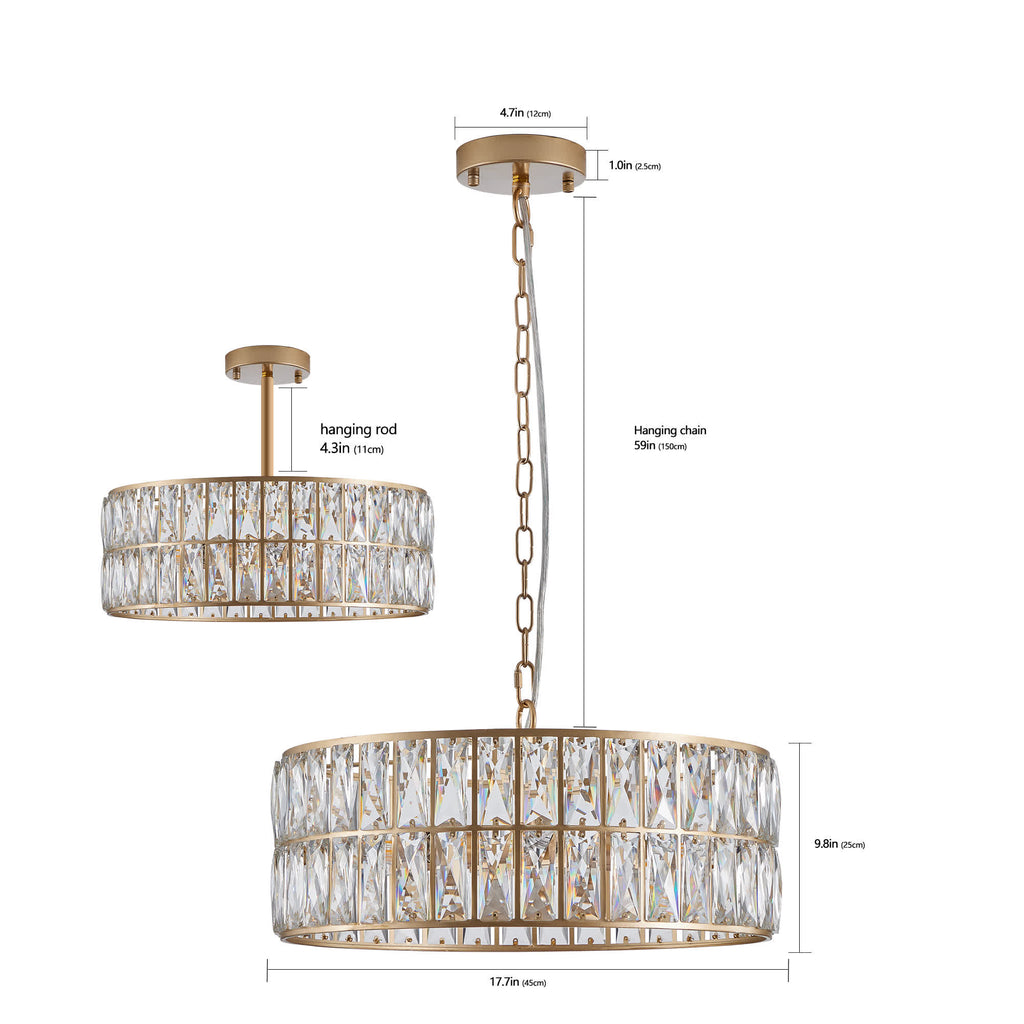 Modern Crystal Drum Chandelier(No Bulb)