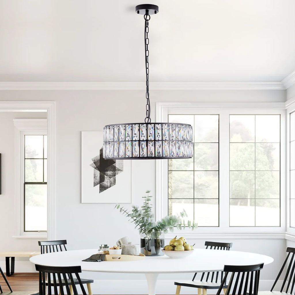 Modern Crystal Drum Chandelier(No Bulb)