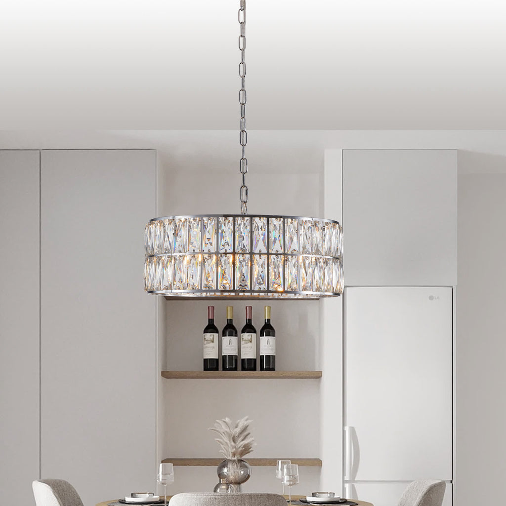 Modern Crystal Drum Chandelier(No Bulb)