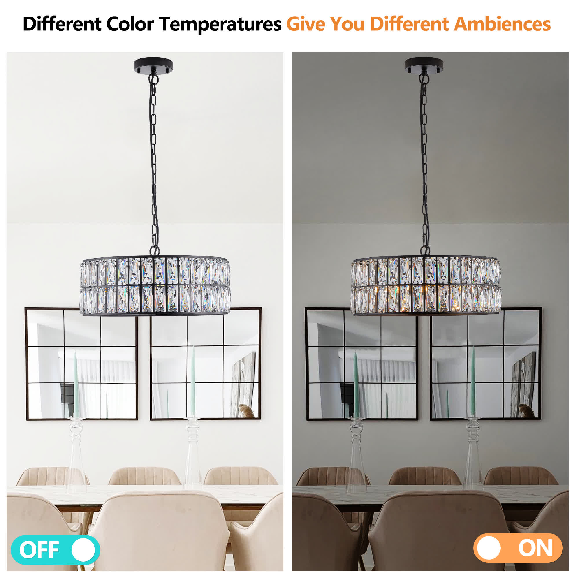 Modern Crystal Drum Chandelier(No Bulb)