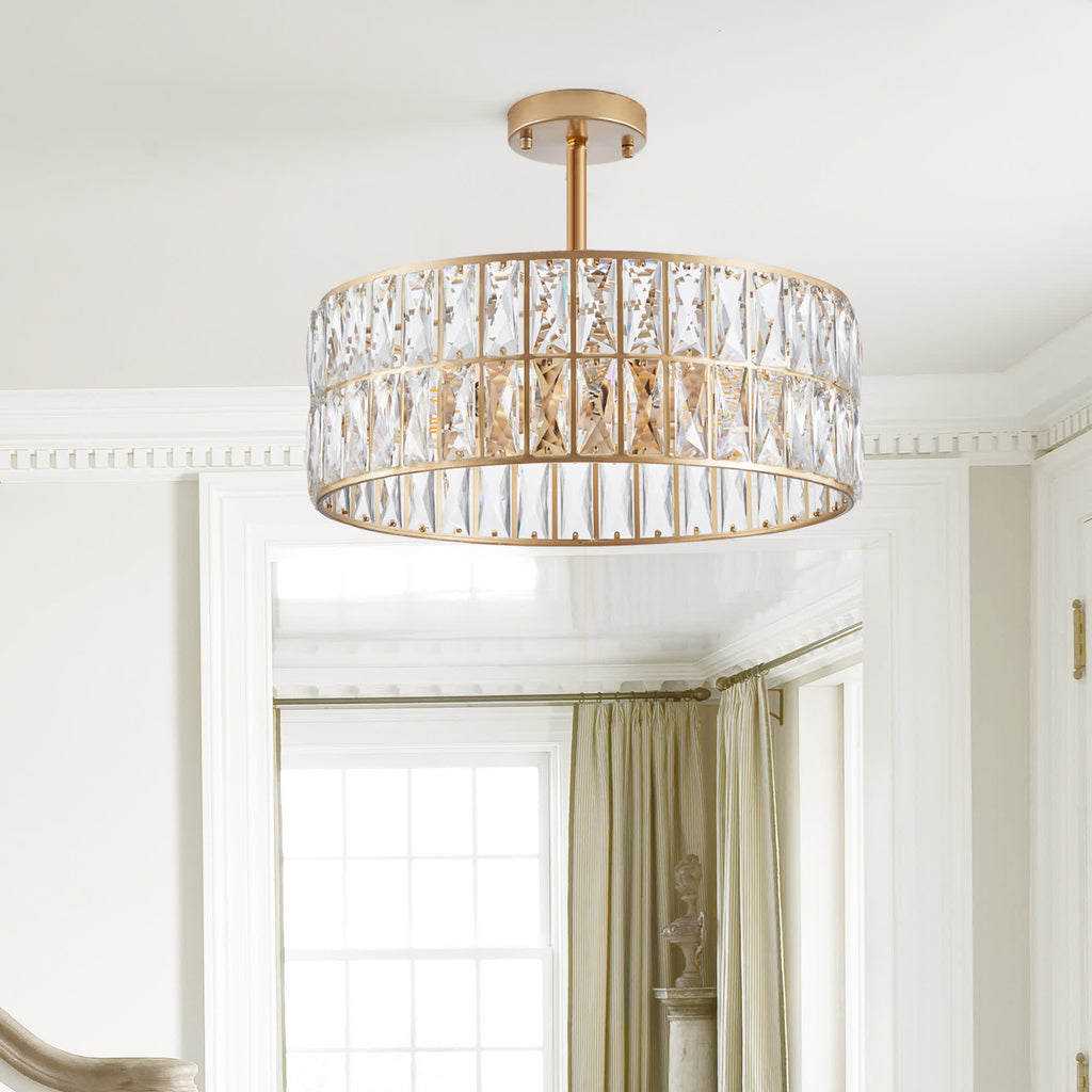 Modern Crystal Drum Chandelier(No Bulb)