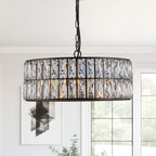 Modern Crystal Drum Chandelier(No Bulb) - Black - 18 Inch - image 0