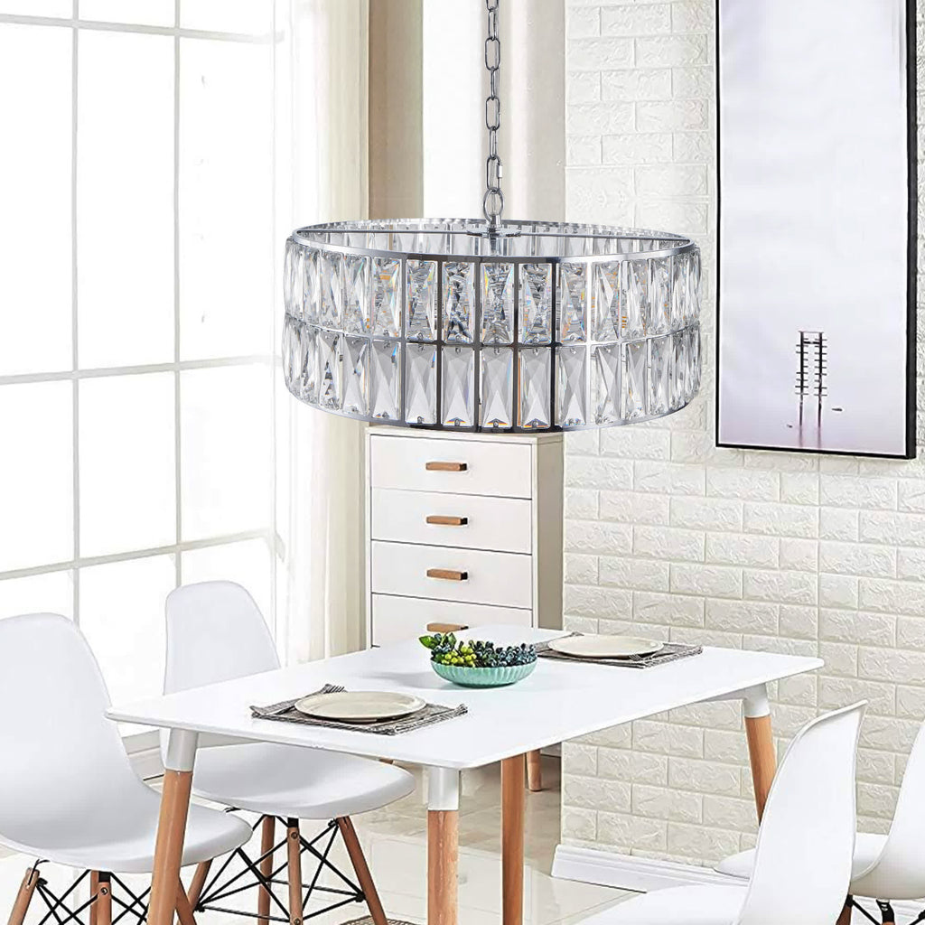 Modern Crystal Drum Chandelier(No Bulb)