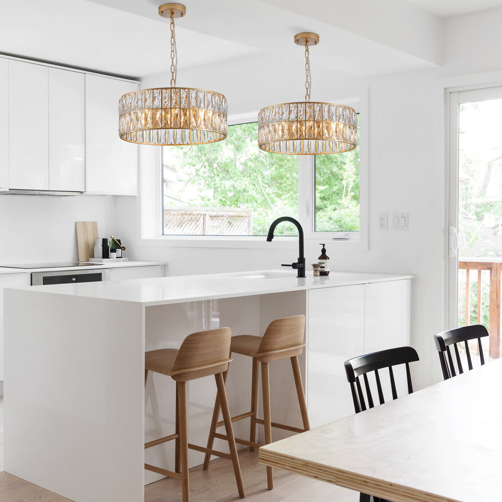 Modern Crystal Drum Chandelier(No Bulb)