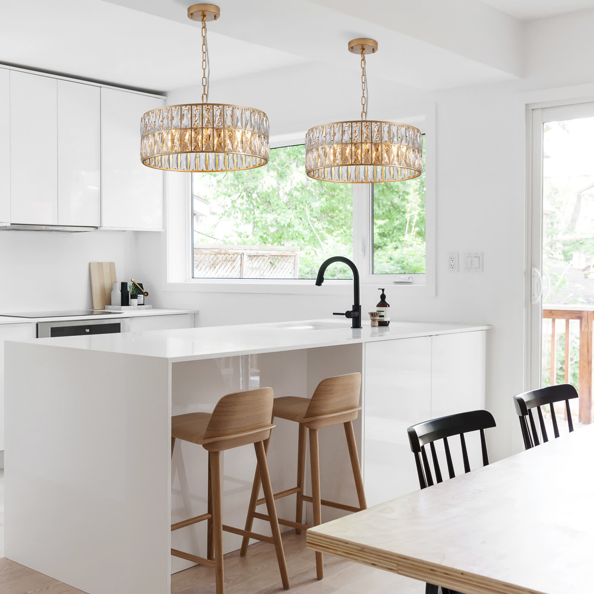 Modern Crystal Drum Chandelier(No Bulb)