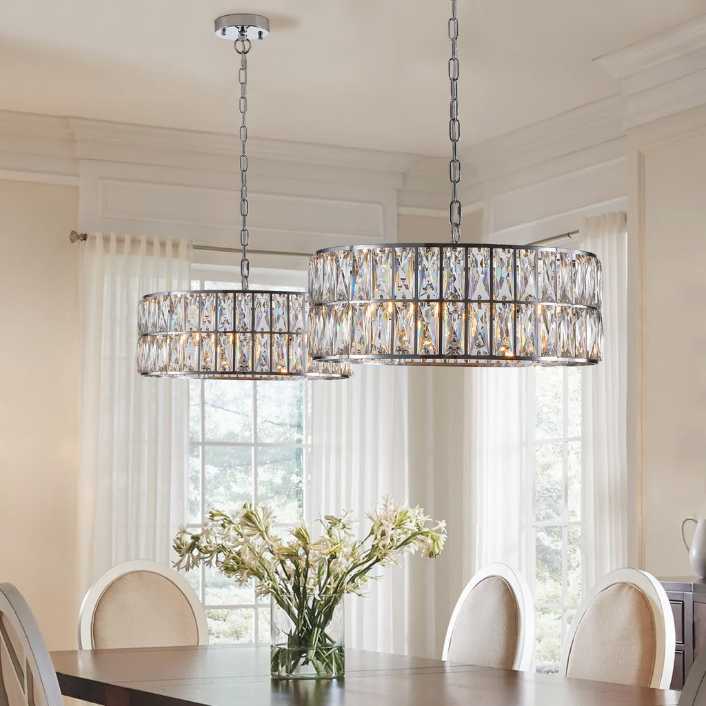 Modern Crystal Drum Chandelier(No Bulb)