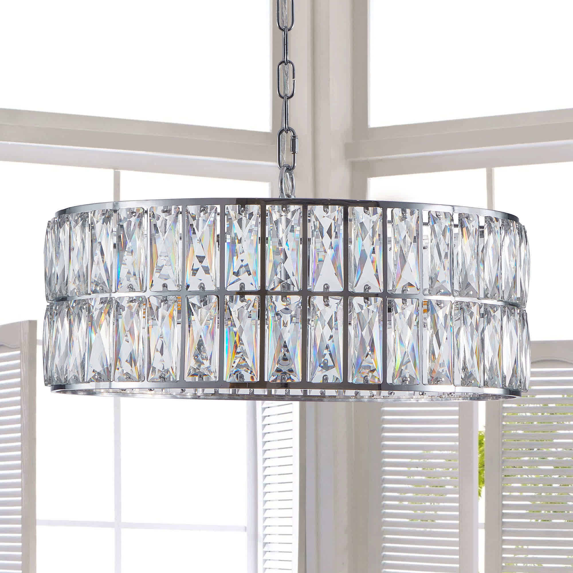 Modern Crystal Drum Chandelier(No Bulb) - Chrome - 18 Inch - image 9