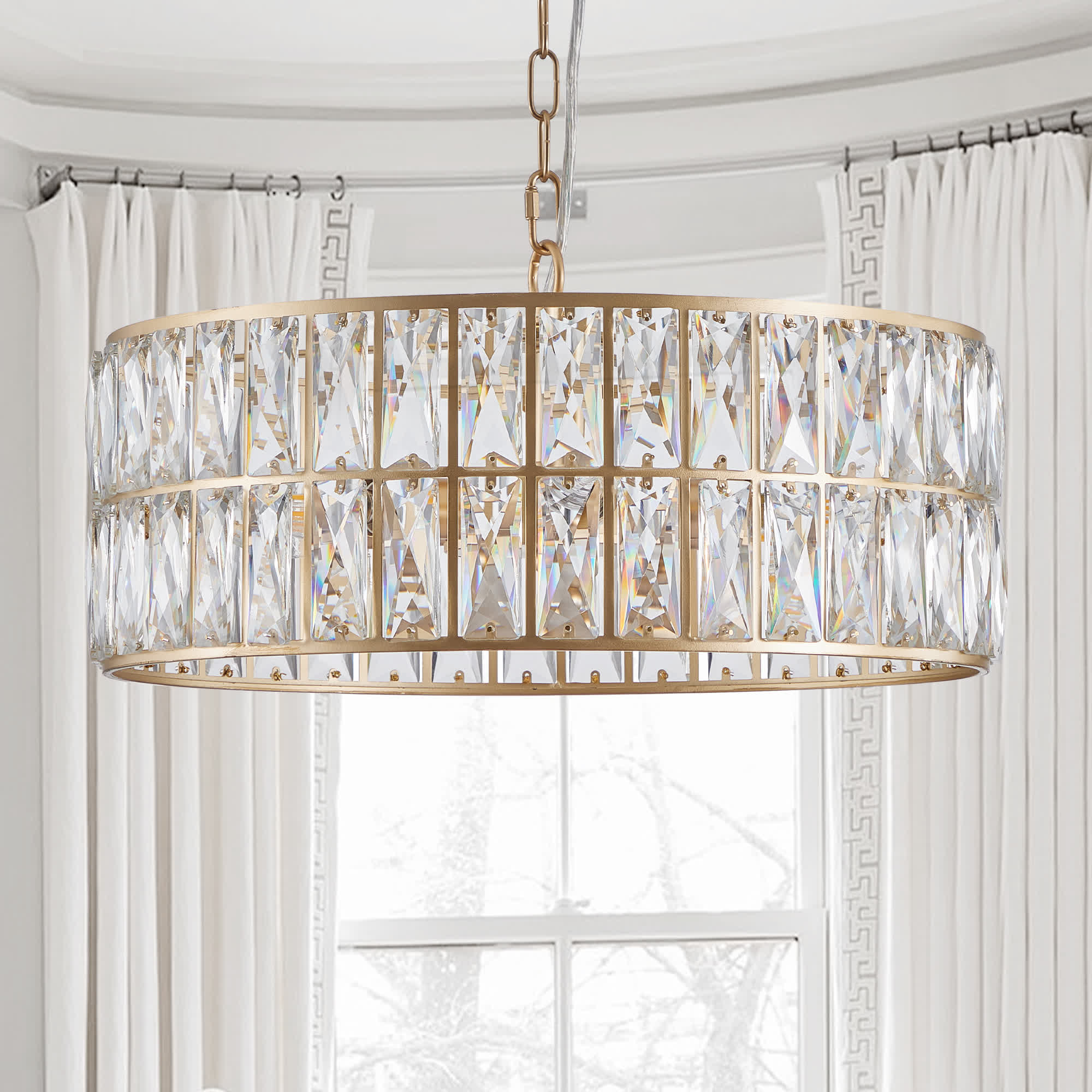 Modern Crystal Drum Chandelier(No Bulb)