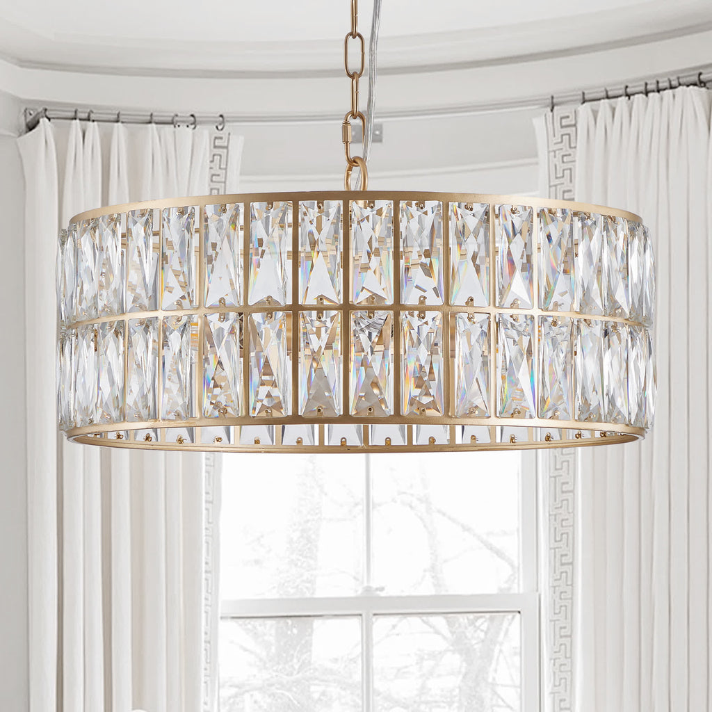 Modern Crystal Drum Chandelier(No Bulb) - Golden - 18 Inch - image 18