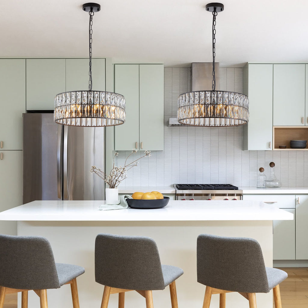 Modern Crystal Drum Chandelier(No Bulb)