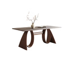Mid-century Trapezoidal Solid Wood Base Dining Table - image 1
