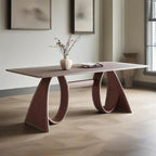Mid-century Trapezoidal Solid Wood Base Dining Table - image 2