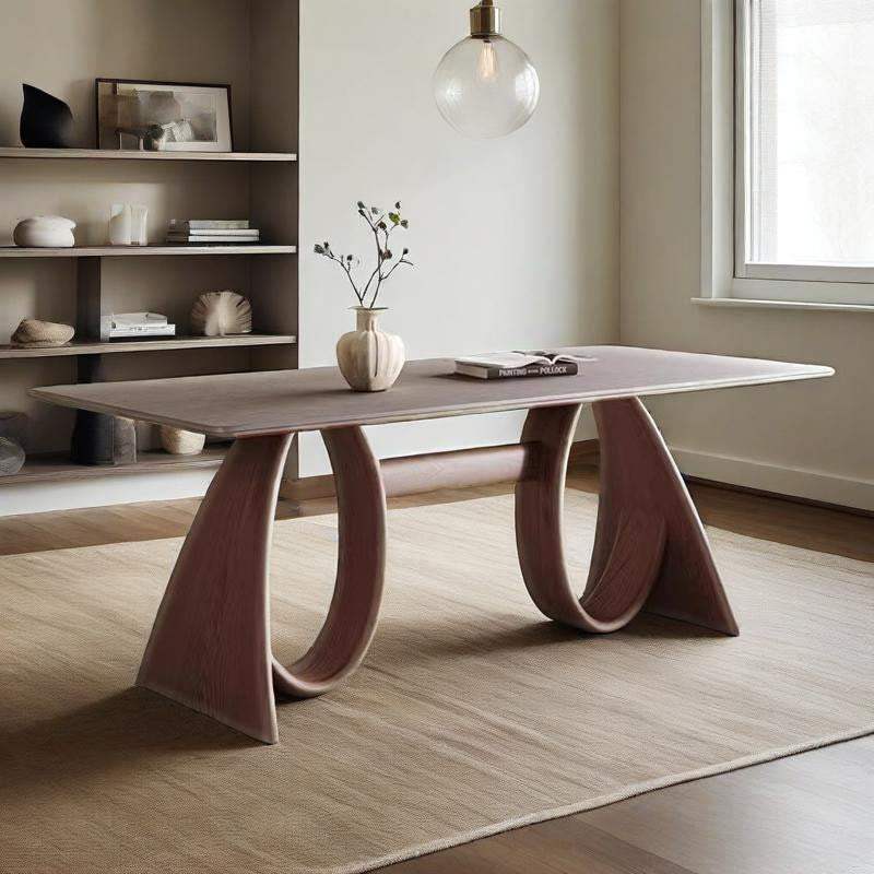 Mid-century Trapezoidal Solid Wood Base Dining Table - Dark Gray - W70.87" x D35.43" x H29.53" - image 0