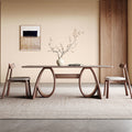 Mid-century Trapezoidal Solid Wood Base Dining Table Set - Dark Gray - 70.87"Table 6 x Dining Chairs - image 0