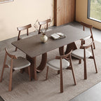 Mid-century Trapezoidal Solid Wood Base Dining Table Set - image 5